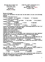 Đề đề xuất kiểm tra chất lượng học kỳ II môn Tiếng Anh Lớp 6 - Năm học 2015-2016 - Phòng GD & ĐT Cao Lãnh (Có đáp án)